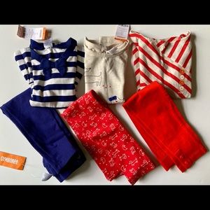 6-piece lot of Size 4 Little Girl’s Gymboree Matching Tops & Leggings